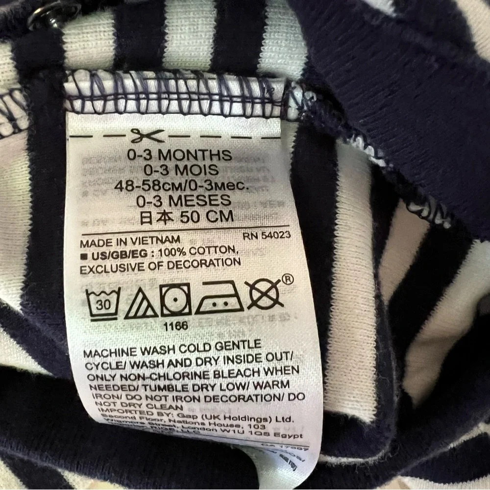 GAP Baby Navy Striped Cotton Onesie, 0-3mo